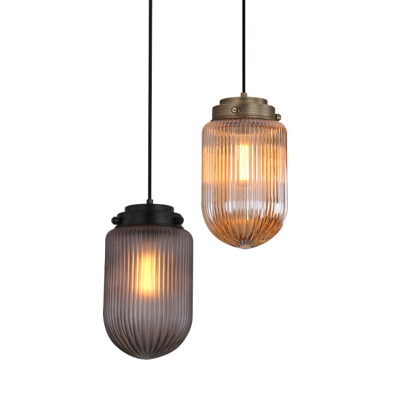 Pinecone Shape 1-Light Modern Pendant , Ribbed Glass Shade