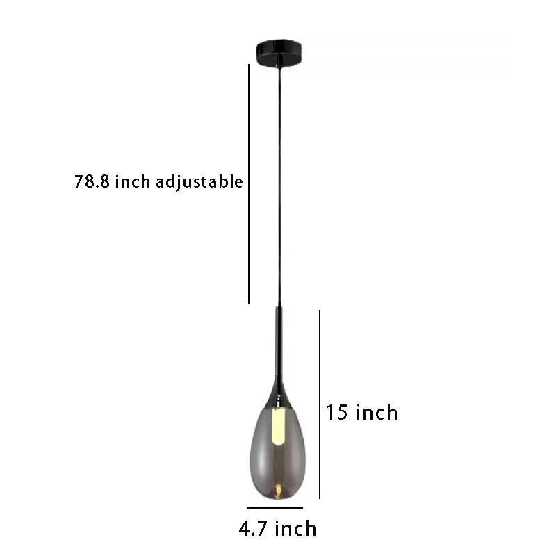 Modern 1 Light Teardrop Glass Pendant Light – Amber/Smoke Gray LED