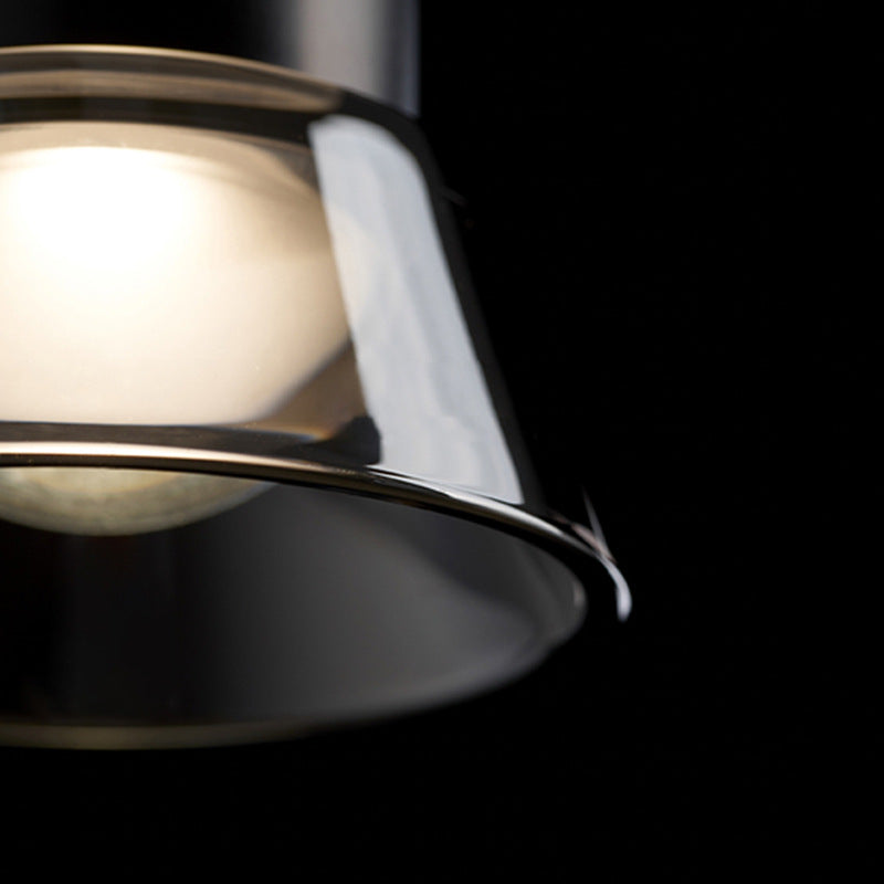 1/2-Light Smoked Gray Glass Pendant Lamp - LED Island Chandelier, Black Hanging Light for Bedroom