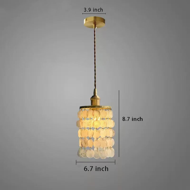 Elegant Tiered Seashell Pendant Light, Coastal Capiz Shell Chandelier