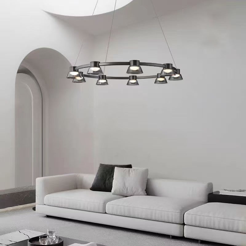 Exquisite Ring - shaped LED Pendant Lamp Featuring Smoke - Gray Glass Shades