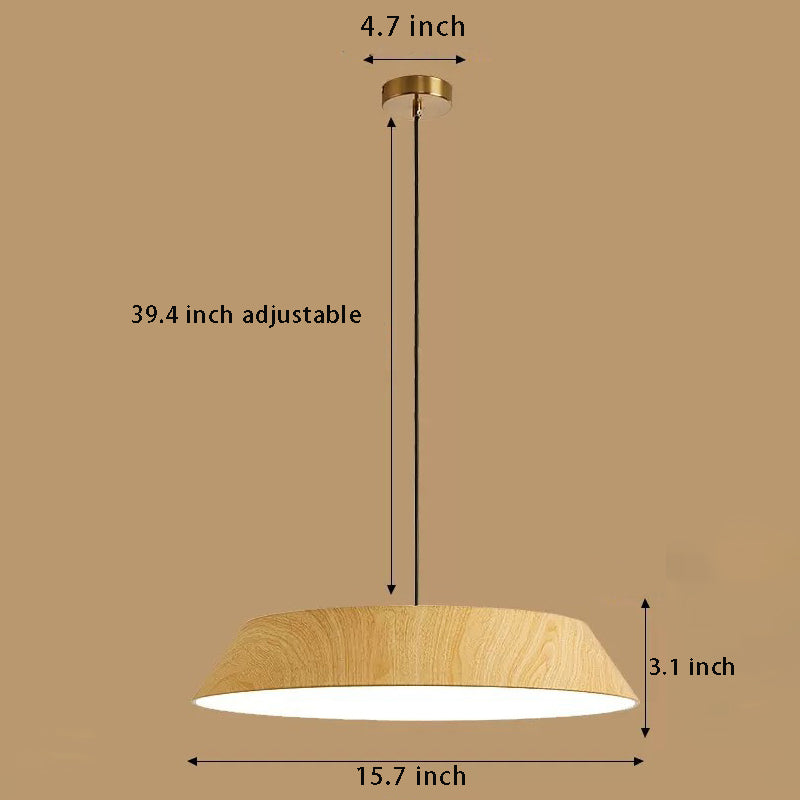 Japanese Style 15.74 Inch Round Wood LED Pendant Light