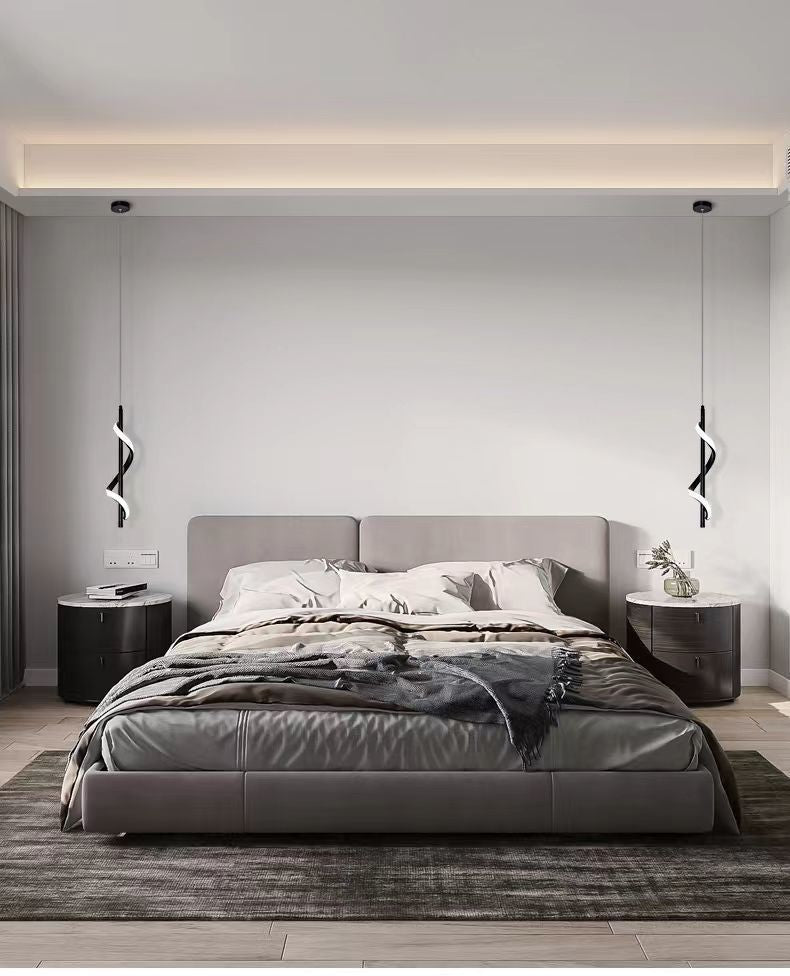 Spiral Strips Modern Black LED Pendant Light with Three-Step Dimming