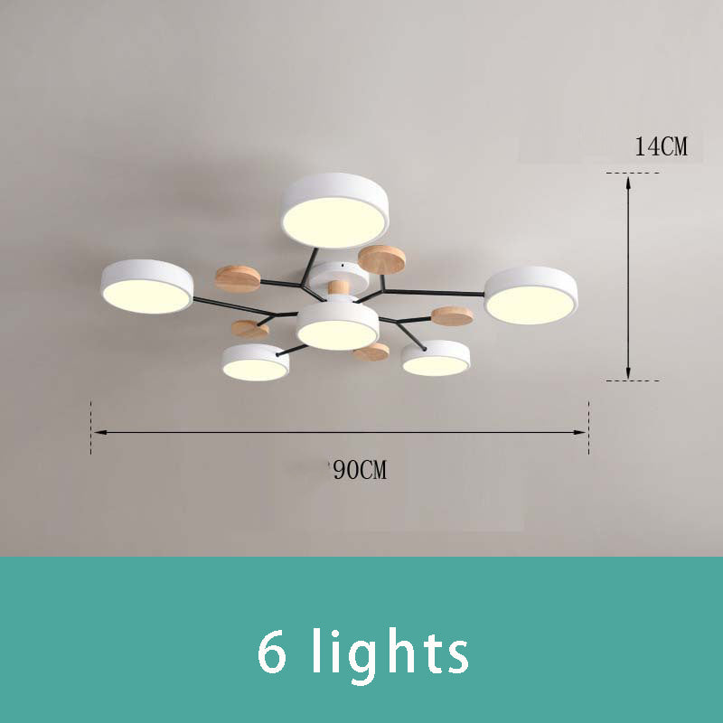 Modern Sputnik Chandelier - Artistic Metal & Wood Ceiling Light for Kids' Rooms