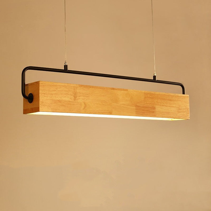 Rectangle Wooden LED Pendant Light for Dining Room