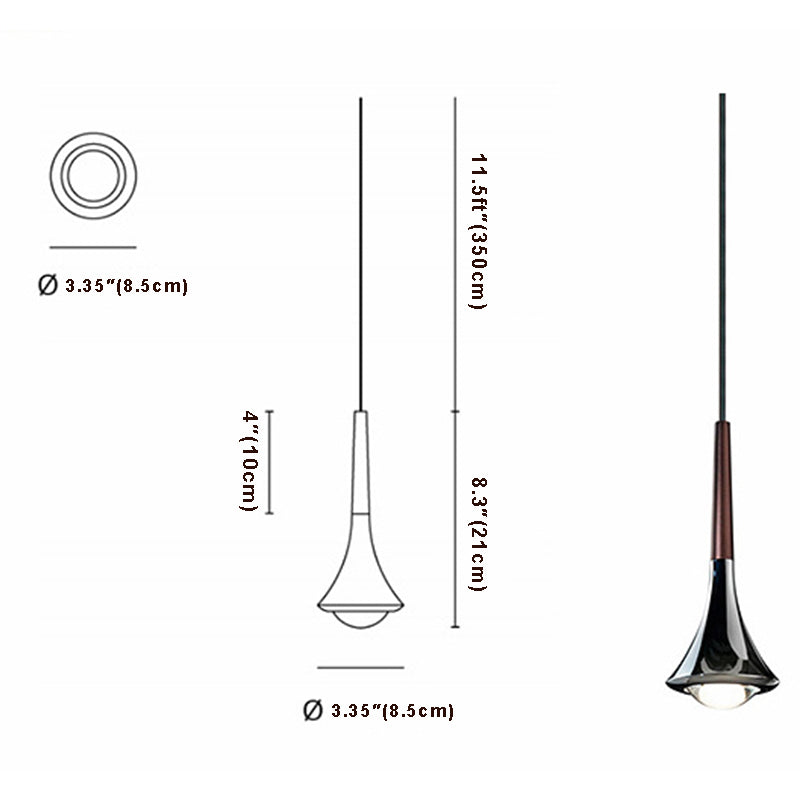 Water Drop Metal LED Nordic Staircase Pendant Light - 1-Light