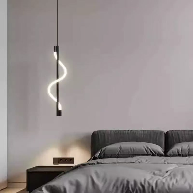Contemporary Vertical Spiral Rope LED Pendant Light – Dimmable for Bedrooms