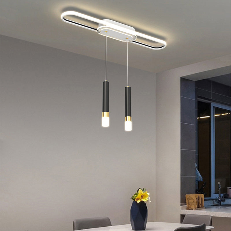 Modern Long Circular Three Step Dimming LED Hanging Ceiling Light Fixture