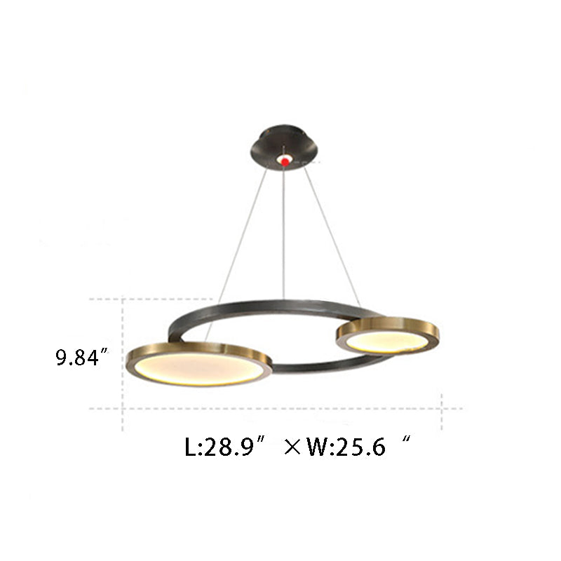 Multi-Ring Circular LED Chandelier,Brass & Pearl Black Suspension Hanging Lights