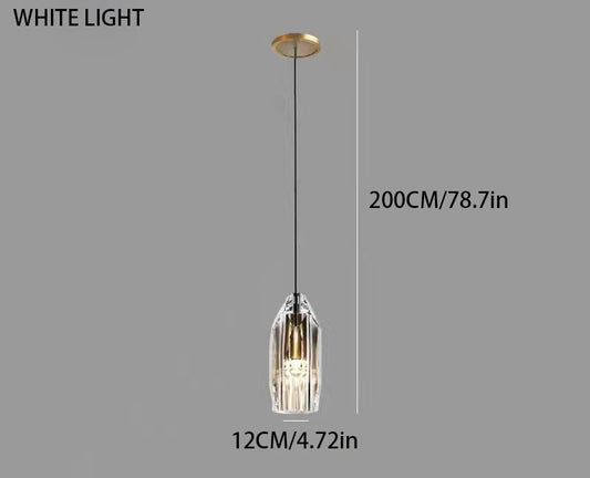 1-Light Minimalist Clear Geometric Pendant Light with Sparkling Crystal Accents