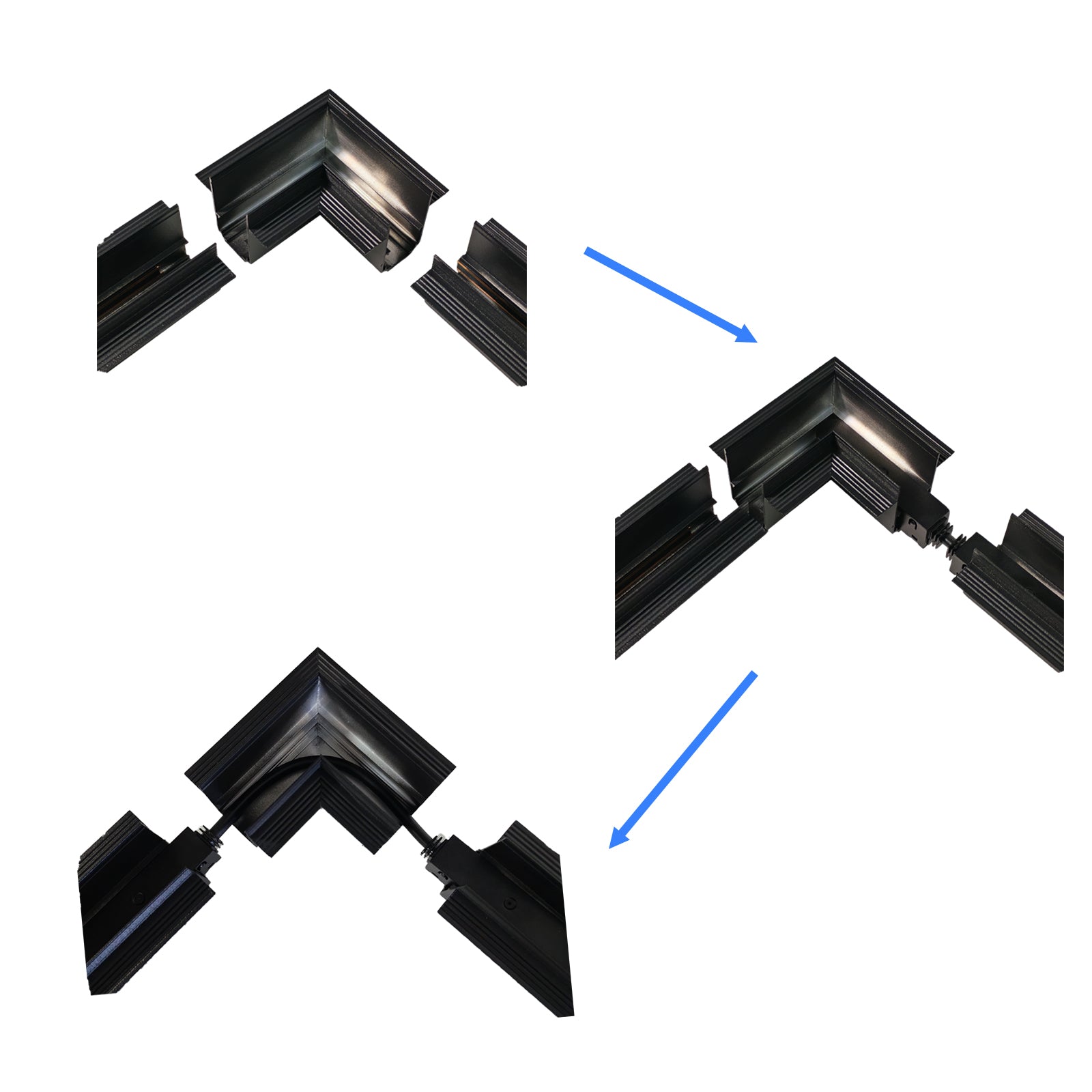 Horizontal Corner Connector for Recessed Magnetic Track Lighting, 48V 2-Wire, L-Shaped Layout, Compatible with Magnetic Track System (Home/Commercial Use)