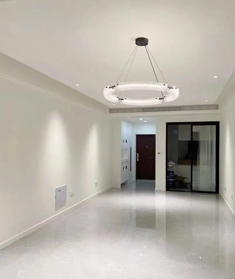 26''/34''/42'' Extra-Wide LED Frosted Water Glass Ring Chandelier with Elegant Ambience