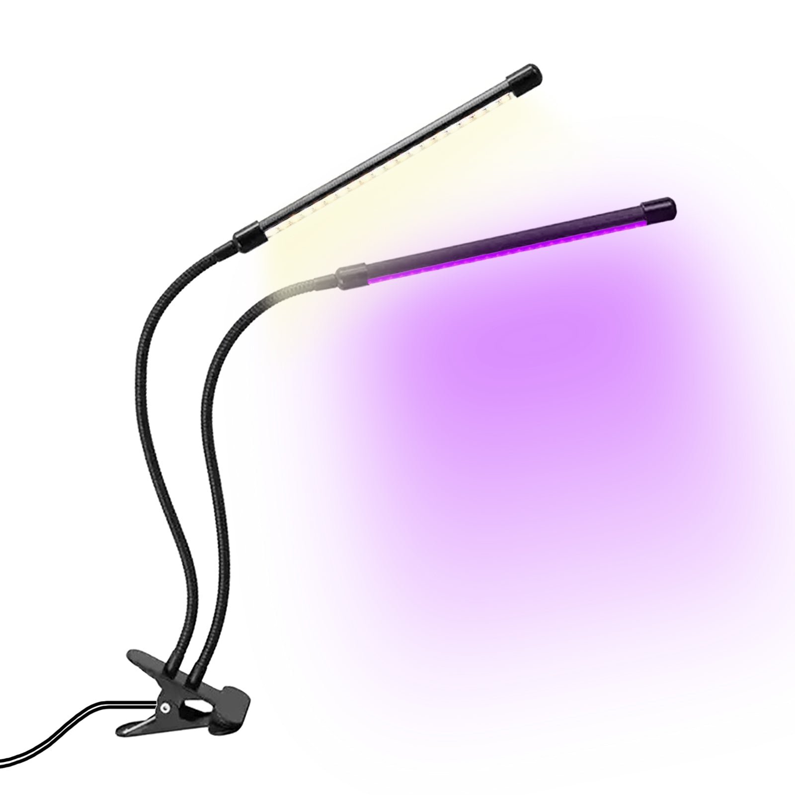 Dual Head UV LED Clip Lamp, UV Resin Curing Light & Natural White Desk Light, USB Powered 5V Dimmable Clamp Lamp with 3 Lighting Modes for Resin Crafts, DIY Curing & Desk Lighting