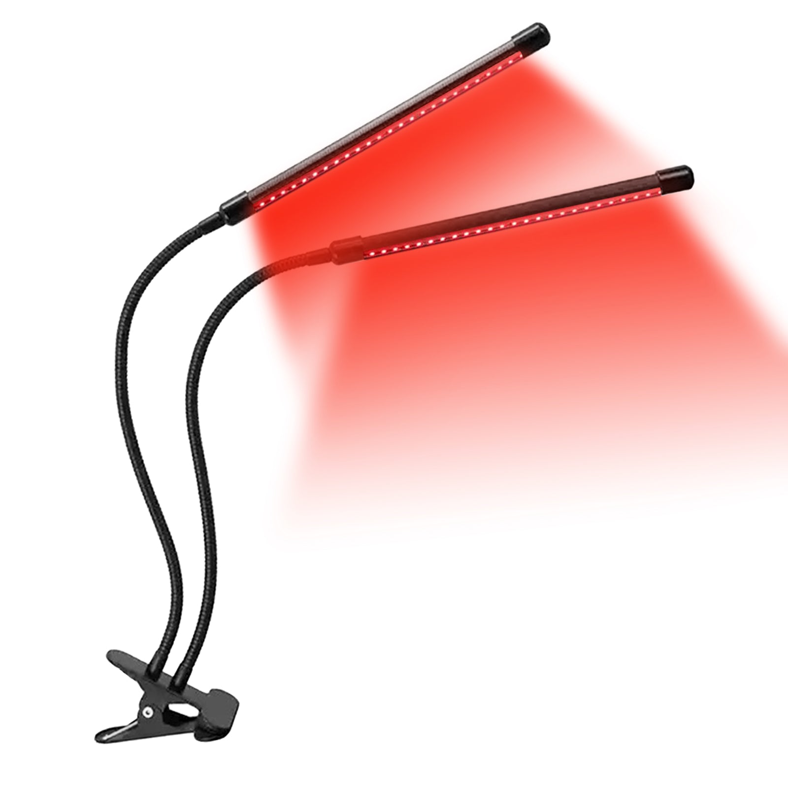 660nm Red Light Grow Lamp, Dual Head Clip Plant Light with USB 5V 2A, 10 Dimmable Brightness Levels& 4 Timer Modes, Red LED Grow Light for Indoor Plants, Sleep Light for Bedroom Desk Clip Lamp