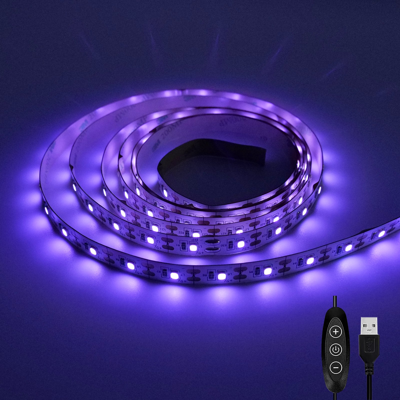 6.6FT UV Light Strip,120 LEDs Black Light LED Strip with Switch,Powered by USB,5V UV LED Strip Lights for TV Backlight, Halloween, Body Paint & Vaseline Glass Illumination