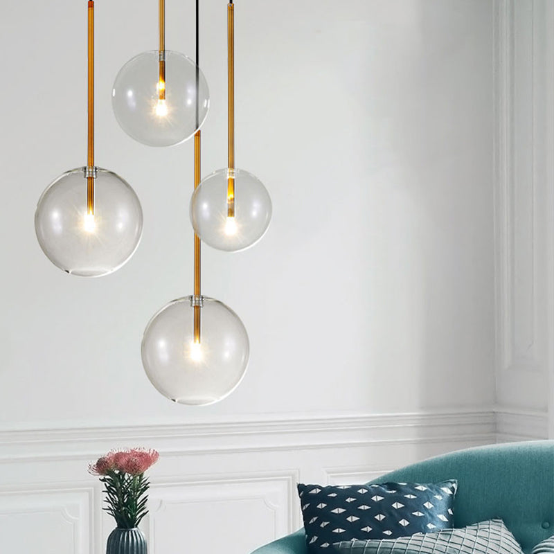 Modern 1-Light Clear Glass Globe Pendant Light – Hanging Fixture