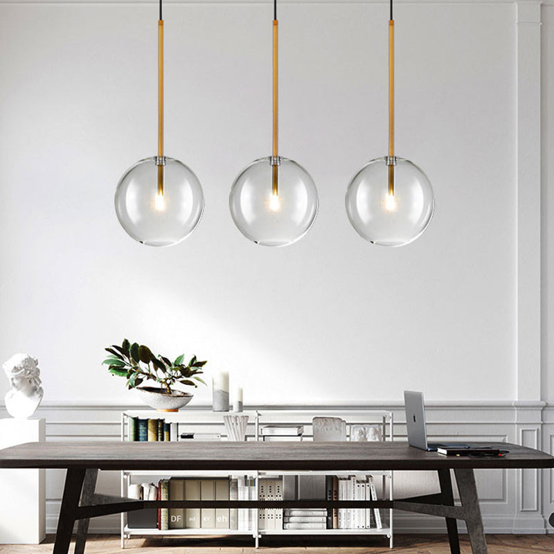 Modern 1-Light Clear Glass Globe Pendant Light – Hanging Fixture
