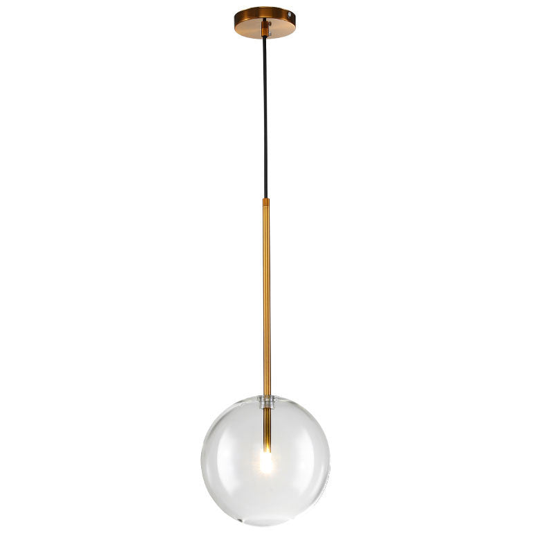 Modern 1-Light Clear Glass Globe Pendant Light – Hanging Fixture