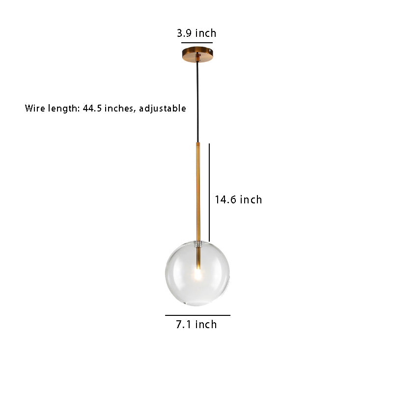 Modern 1-Light Clear Glass Globe Pendant Light – Hanging Fixture