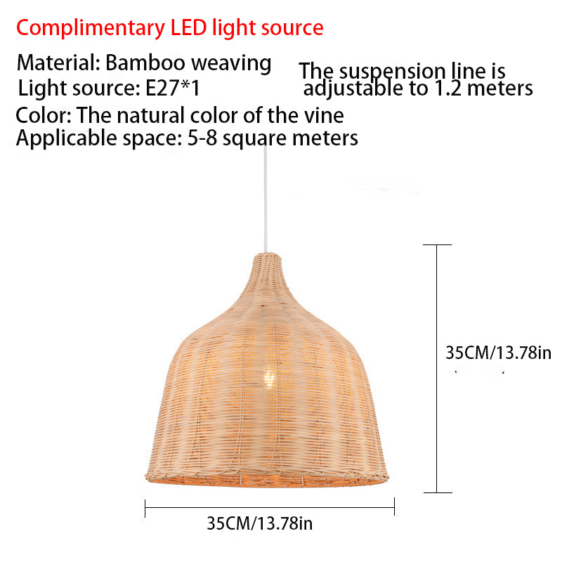 Rustic Bell-Shaped Rattan Pendant Light