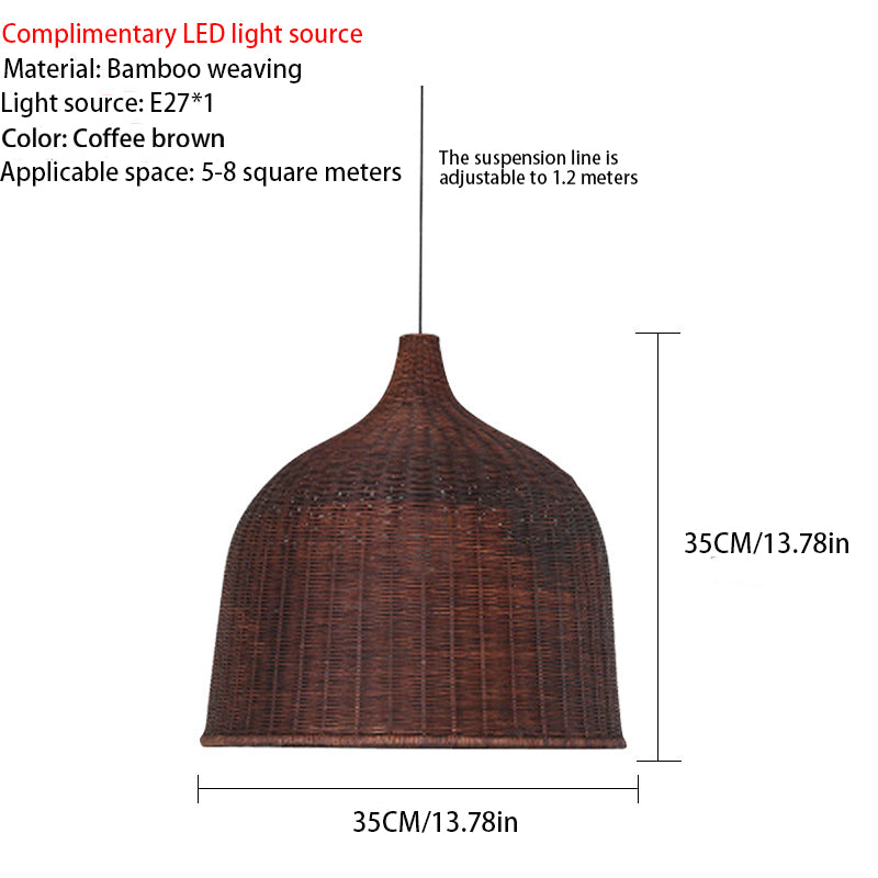 Rustic Bell-Shaped Rattan Pendant Light