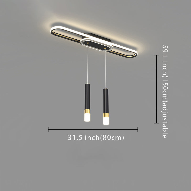 Modern Long Circular Three Step Dimming LED Hanging Ceiling Light Fixture