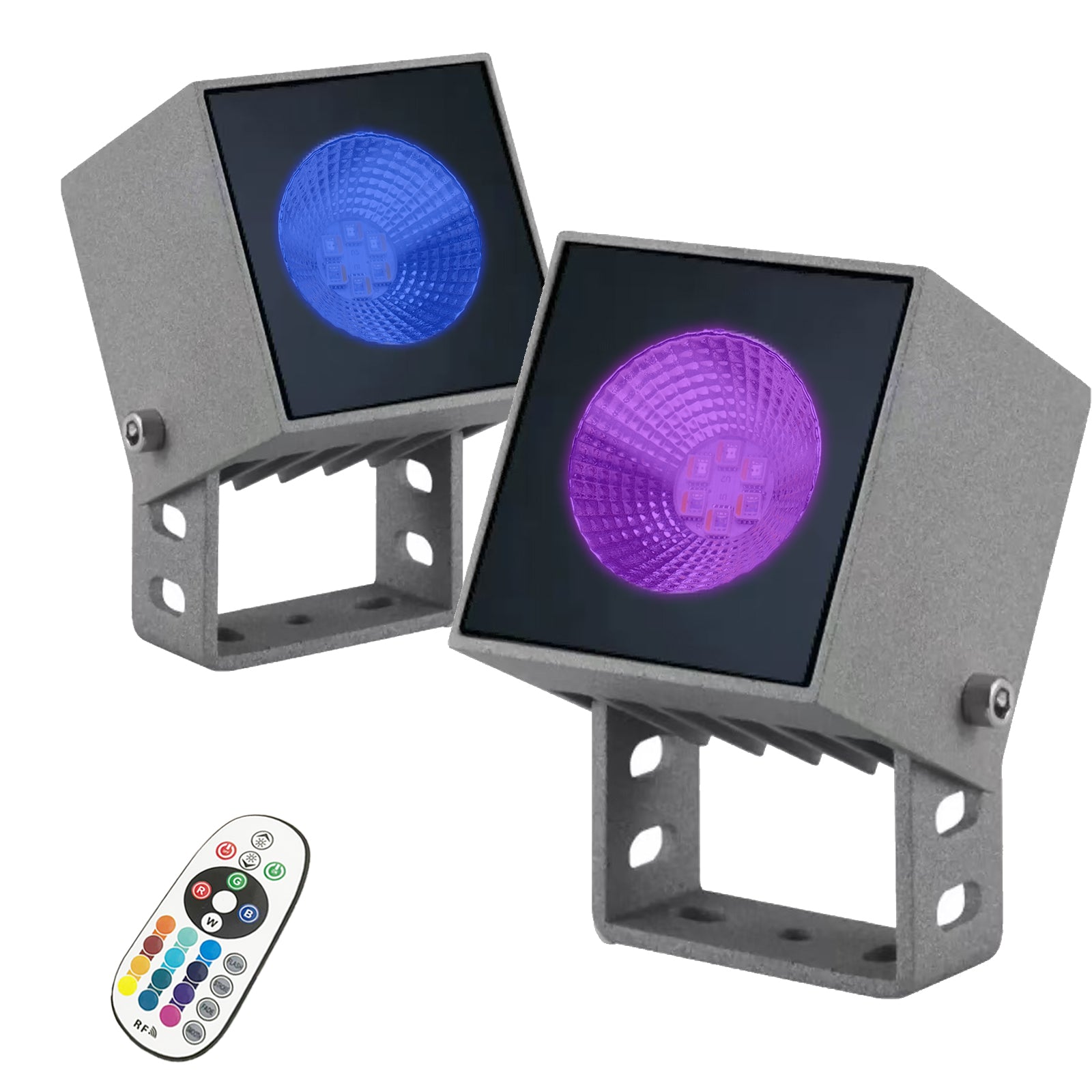 RGBW Outdoor LED Spotlights, IP65 Waterproof Landscape Lights with Remote Control, 16 Colors 4 Modes 5 Brightness Levels, Color Changing Garden Yard Decorative Lights for Holiday & Patio(2 Pack)
