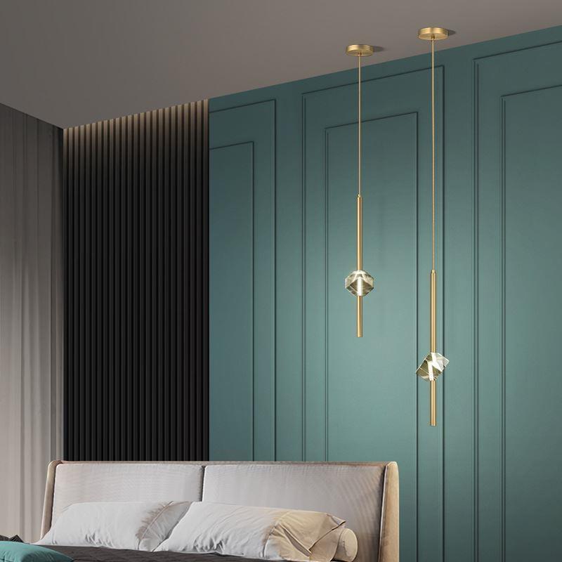 Modern 1-Light Copper Pendant Light with Single Crystal Accent & 3-Step Dimming LED