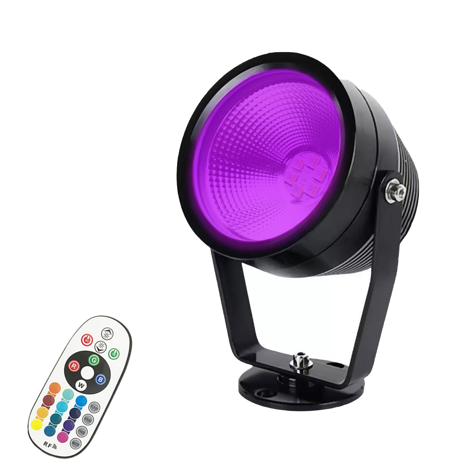 RGBW Outdoor Landscape Spotlight, IP67 Waterproof LED Garden Light with Remote Control, 16 Colors & 4 Dynamic Modes, Dimmable 270° Adjustable Yard Spot Light for Tree, Patio, Holiday Decor (Black)