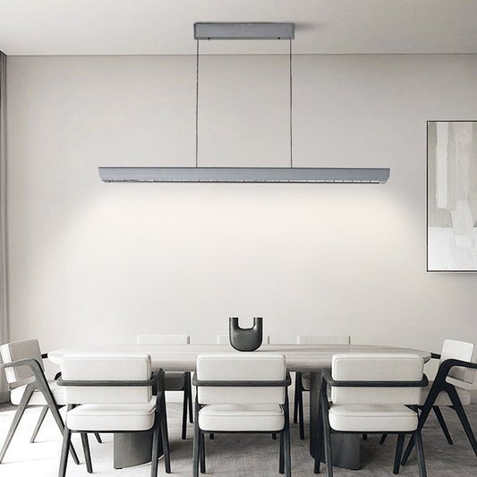 Long Linear Brushed Aluminum LED Pendant Lamp – Perfect for Kitchen Island