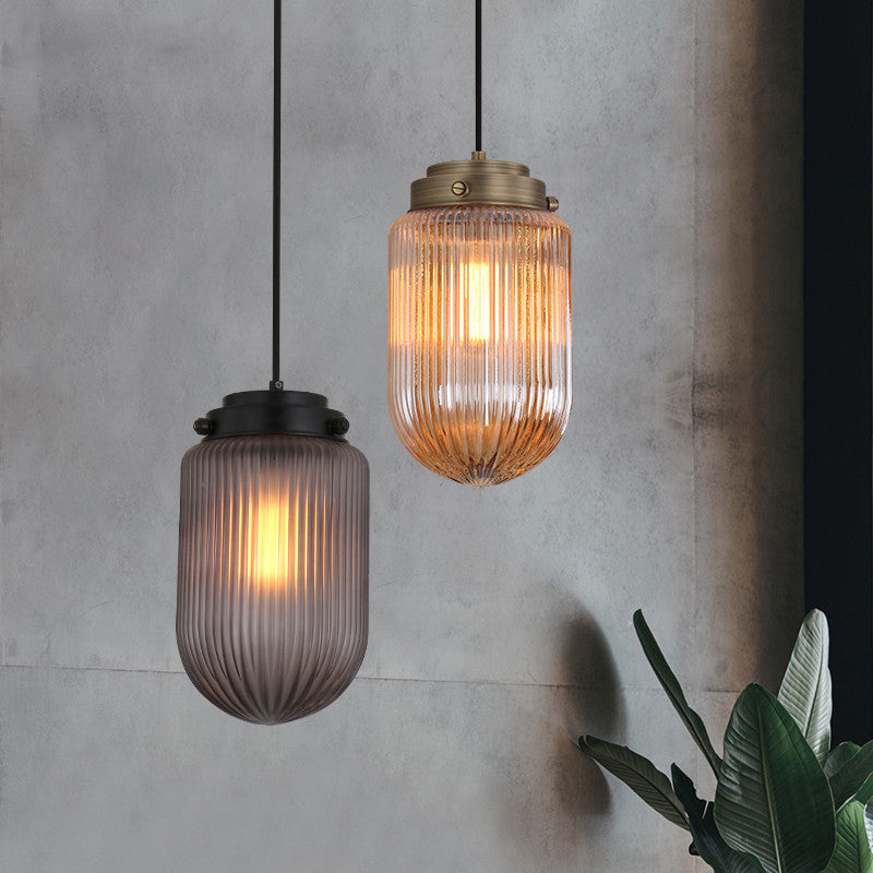 Pinecone Shape 1-Light Modern Pendant , Ribbed Glass Shade