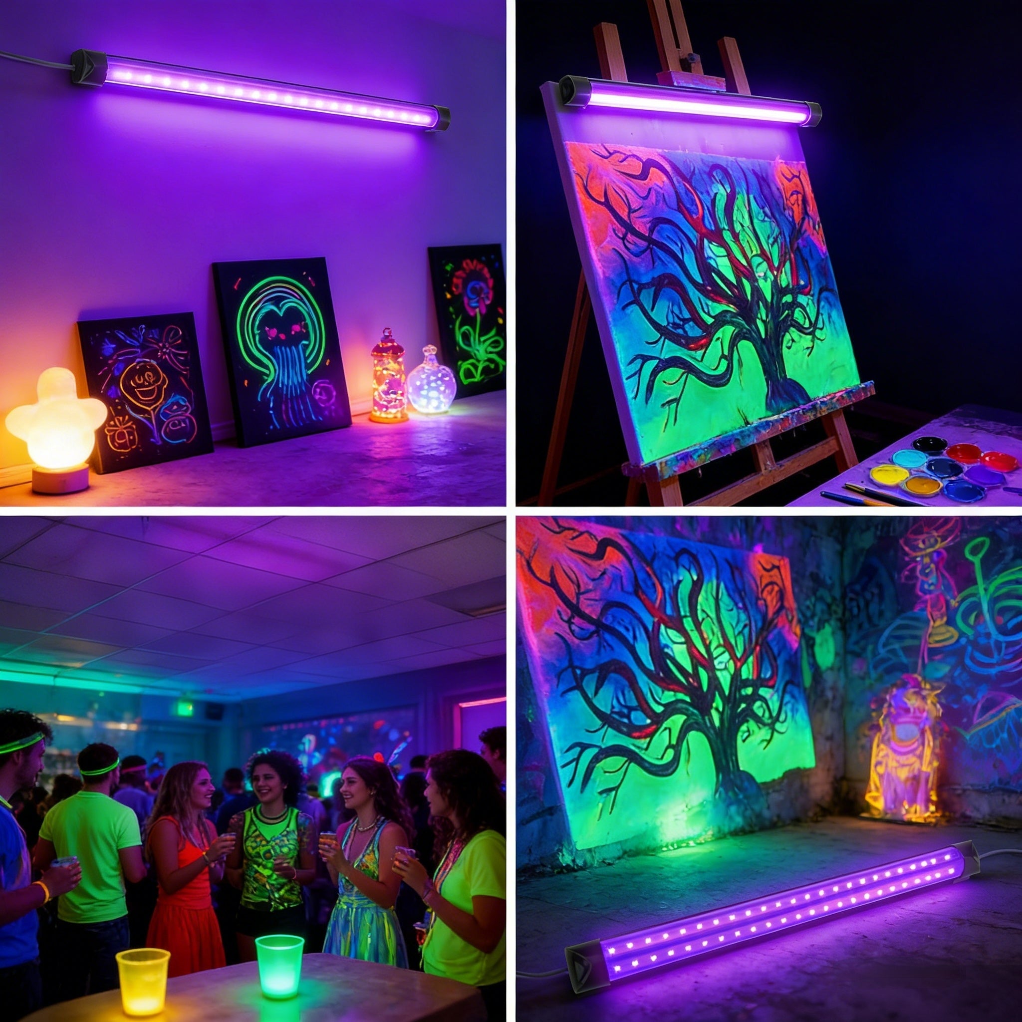 2-Pack 12inch USB 395NM UV Black Light Bar, Magnetic LED Strip for Glow Party, Body Paint, Halloween, Club, Urine Detection – for Bars, Decor Enthusiasts, Contractors