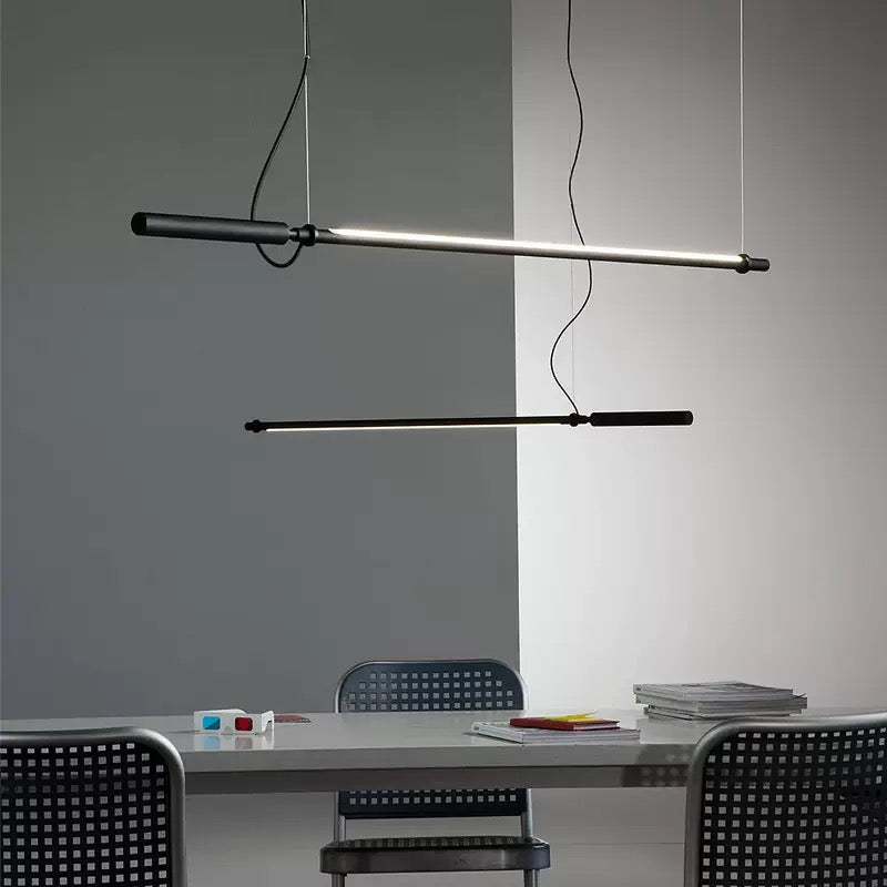 47.2 inch Minimalist Linear Pendant Light,Black Acrylic LED Fixture