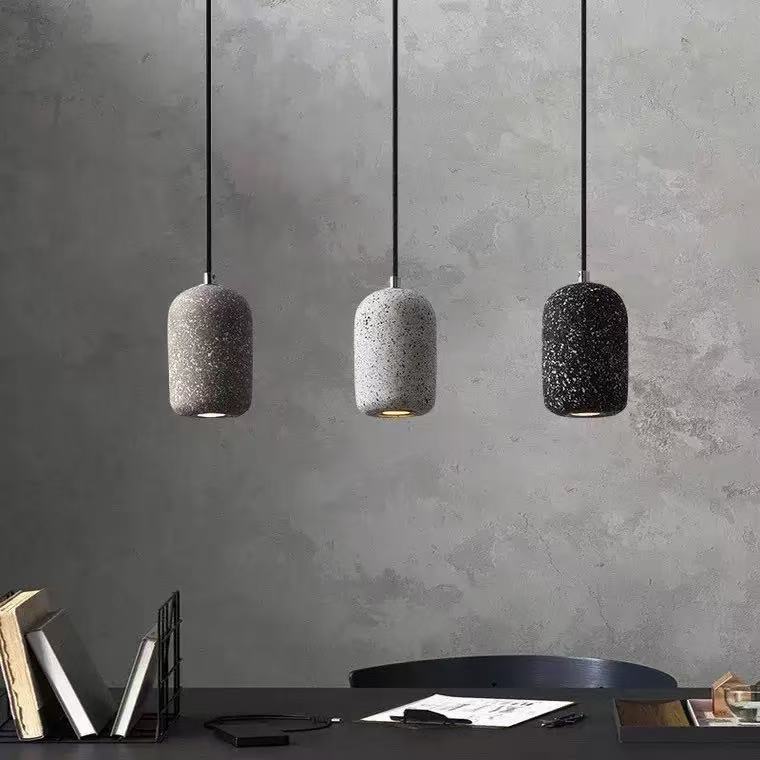 Nordic Cement Cylinder Pendant Light ,LED Hanging Lamp for Kitchen Island & Dining Room