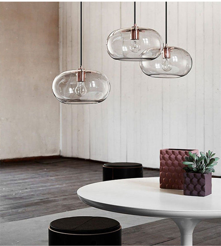 Nordic Glass LED Pendant Light - Artistic Electroplated Modern Ceiling Fixture