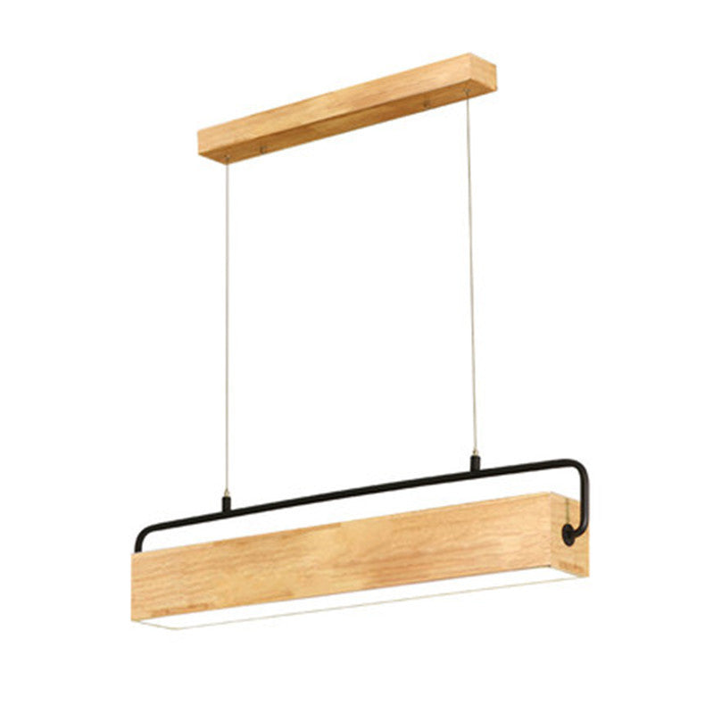 Rectangle Wooden LED Pendant Light for Dining Room
