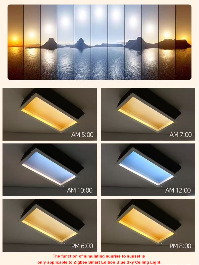 Blue Sky Ceiling Light47.2*11.8", Natural Sky Panel LED Ceiling Lamp for Kids Room, Bathroom, Kitchen, Indoor Home Decor Lighting Fixture