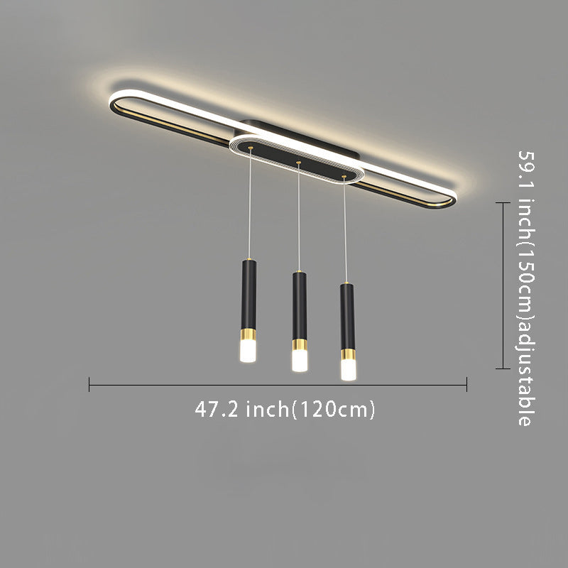 Modern Long Circular Three Step Dimming LED Hanging Ceiling Light Fixture