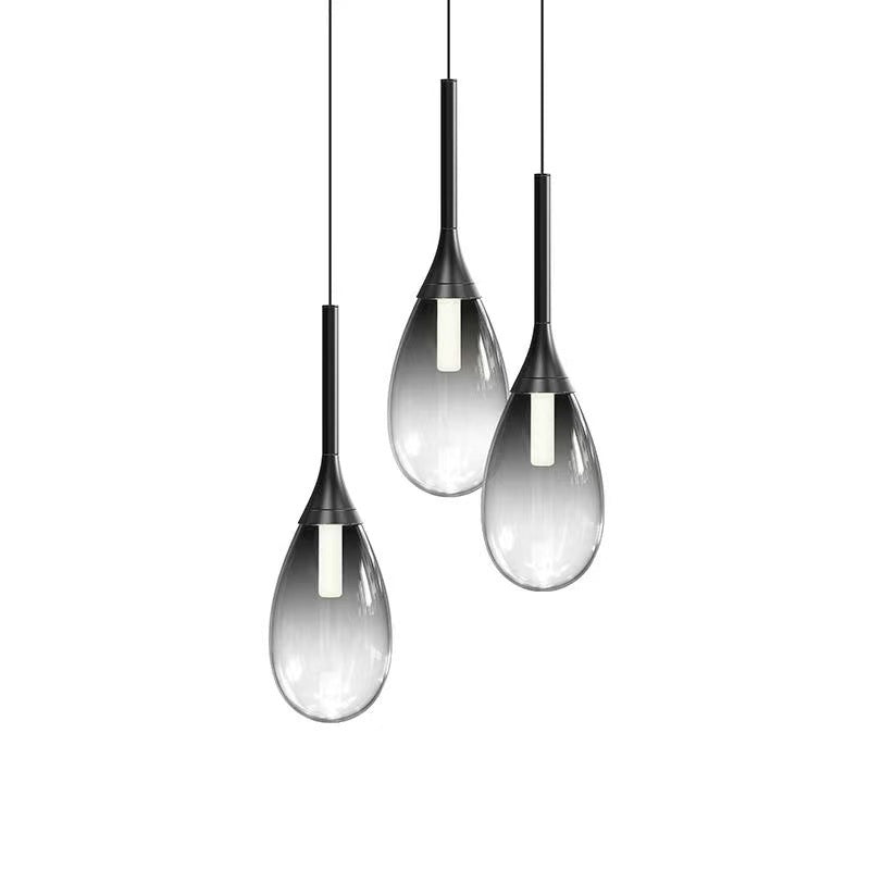 Modern 1 Light Teardrop Glass Pendant Light – Amber/Smoke Gray LED