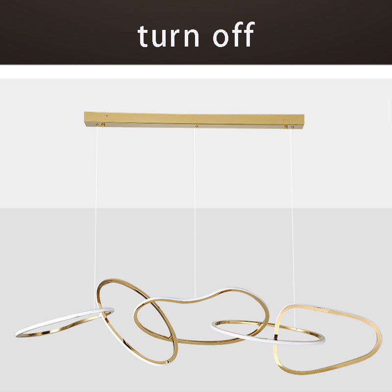 Contemporary Chainlink Chandelier - Dimmable LED Circular Pendant Light in Metallic Plating