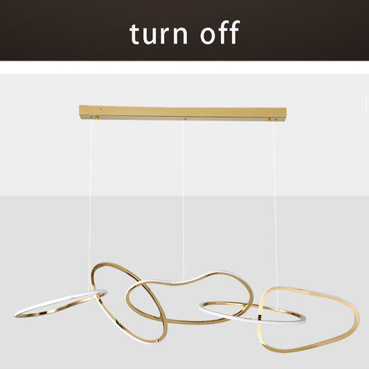 Contemporary Chainlink Chandelier - Dimmable LED Circular Pendant Light in Metallic Plating