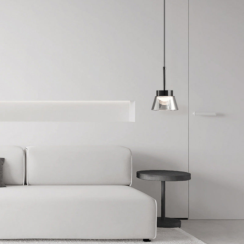 1/2-Light Smoked Gray Glass Pendant Lamp - LED Island Chandelier, Black Hanging Light for Bedroom