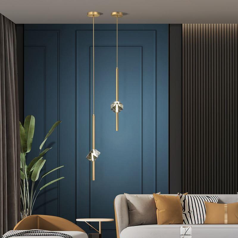 Modern 1-Light Copper Pendant Light with Single Crystal Accent & 3-Step Dimming LED