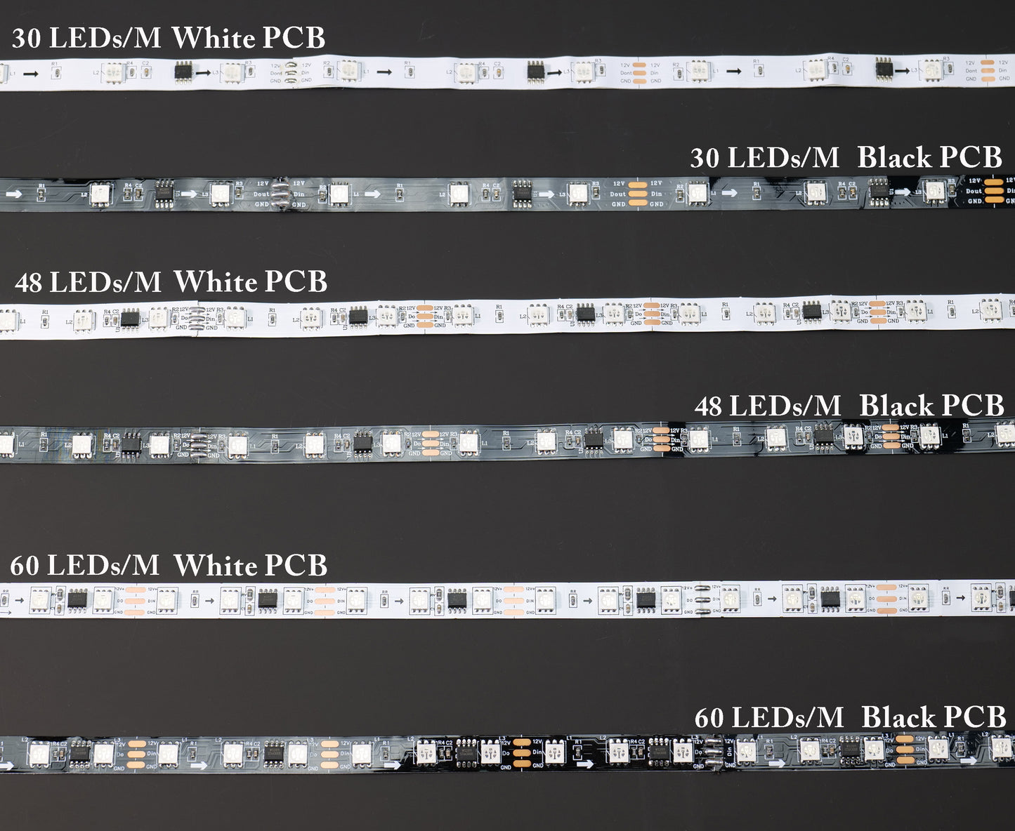 WS2811 RGB IC LED Strip - 30-96 LEDs/M Flexible DC 12V with Dynamic Chasing Effects & Ultra Bright Technology for DIY Projects & Home Decor