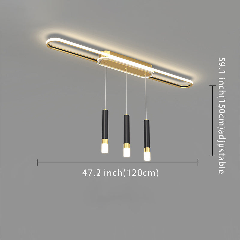 Modern Long Circular Three Step Dimming LED Hanging Ceiling Light Fixture