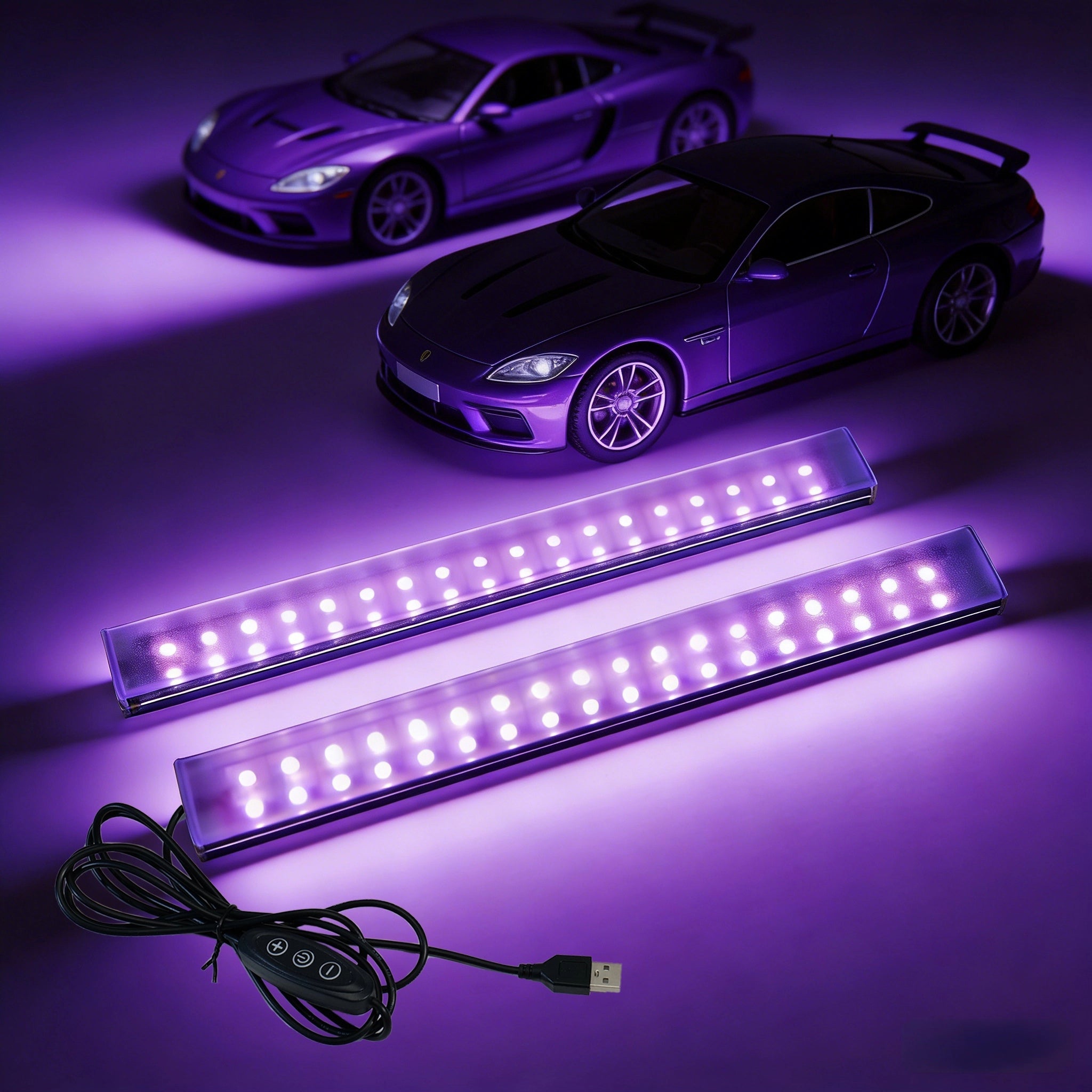 2-Pack 395NM UV Black LED Strips, 9.6-inch Dimmable USB-C LED Black Lights with Switch, Perfect for Glow-in-the-Dark Parties, Halloween, Body Paint, Posters, and Cabinet Displays. Suitable for Designers, Decorators, and Planners.