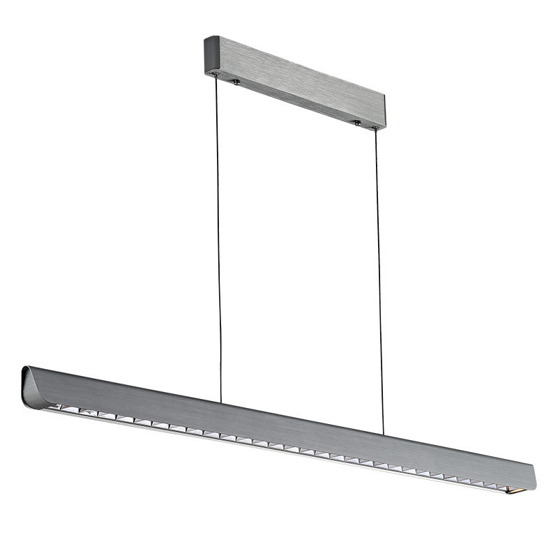 Long Linear Brushed Aluminum LED Pendant Lamp – Perfect for Kitchen Island
