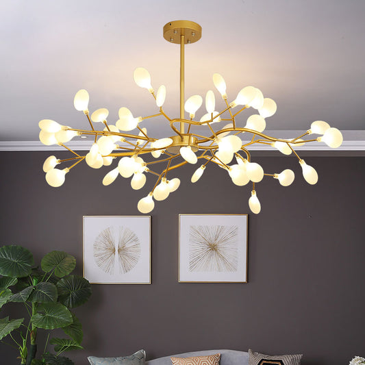 Modern LED Firefly Chandelier - Contemporary Sputnik Ceiling Light with Crystal Accents