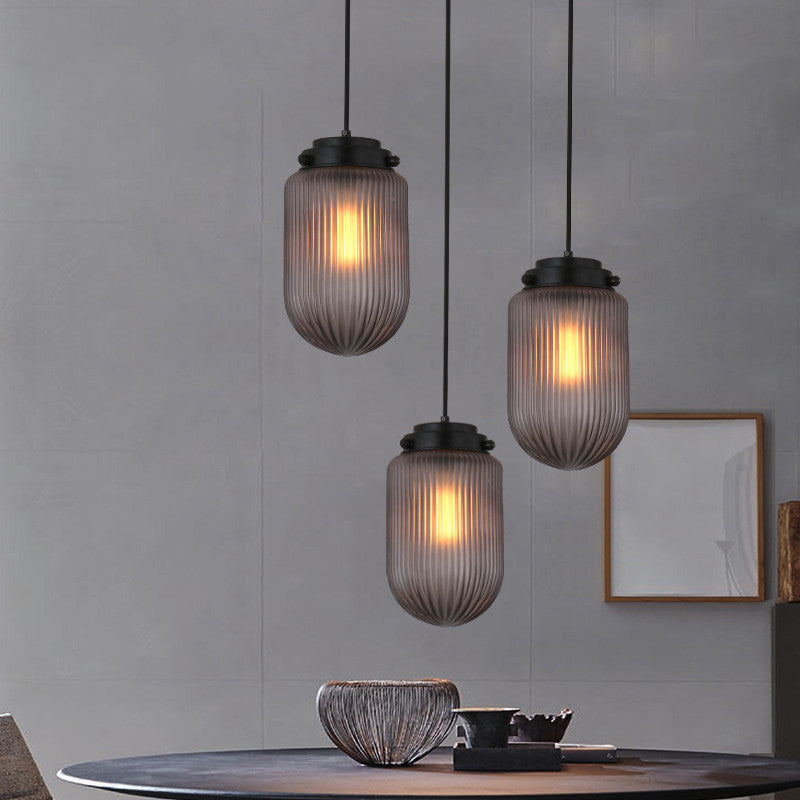 Pinecone Shape 1-Light Modern Pendant , Ribbed Glass Shade