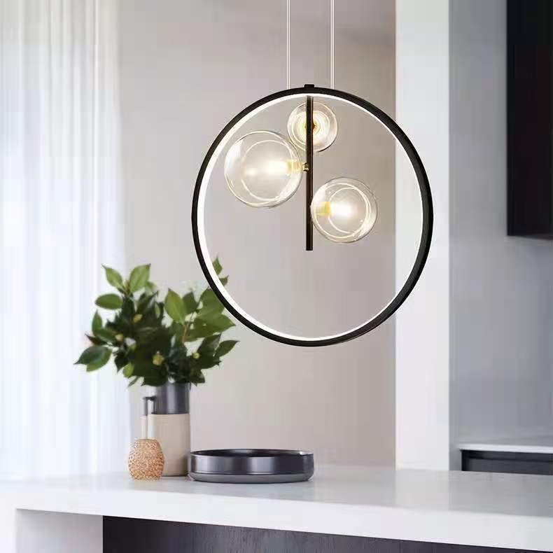 Bubi Black Pendant Light: Glass Bubble Design with LED, Perfect for Dining Rooms